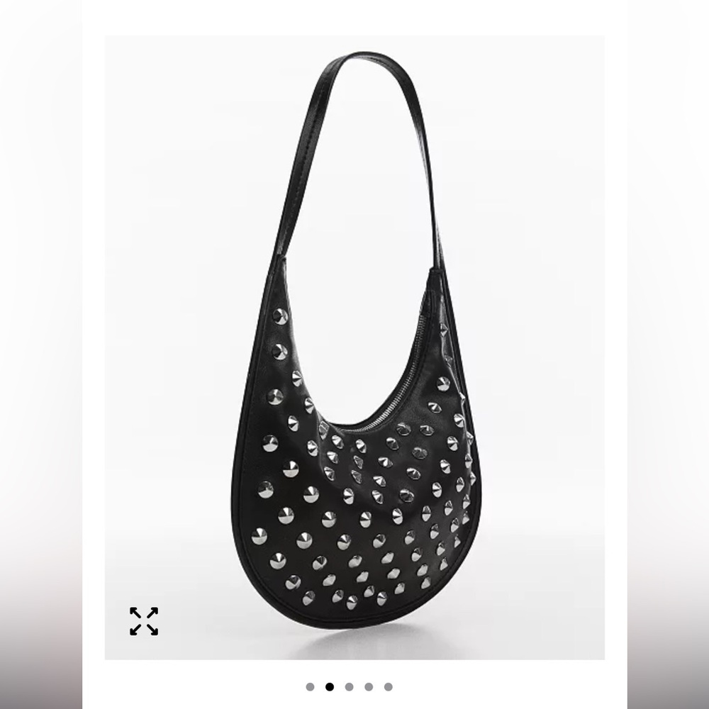 Mango Black Studded Shoulder Bag - Picture 2 of 9